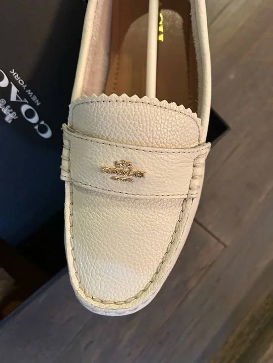 Coach Women’s Cream Leather Penny Loafers - Picture 3 of 4